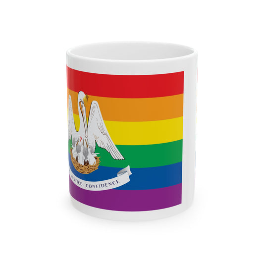Louisiana Rainbow Pride Flag "UNITED" Ceramic Mug
