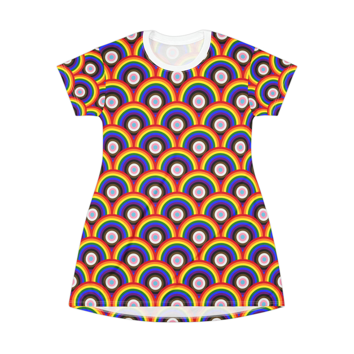 Progress Pride T-Shirt Dress - bullseye pattern deco