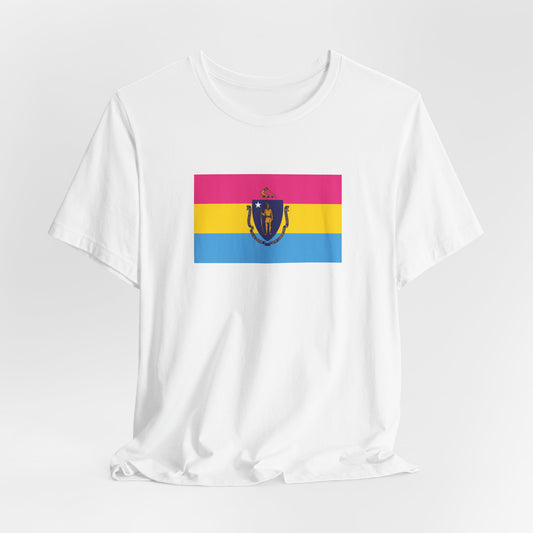 Massachusetts Pansexual Pride Flag T-shirt, Several Color Options