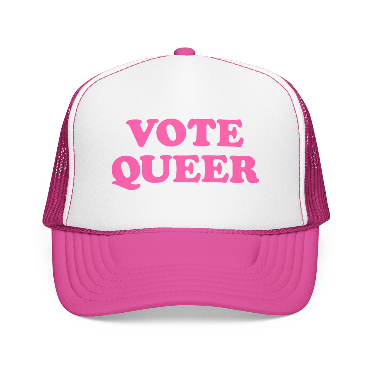 VOTE QUEER Trucker Cap: Pink, Queer Visibility & Voter Power Statement Hat