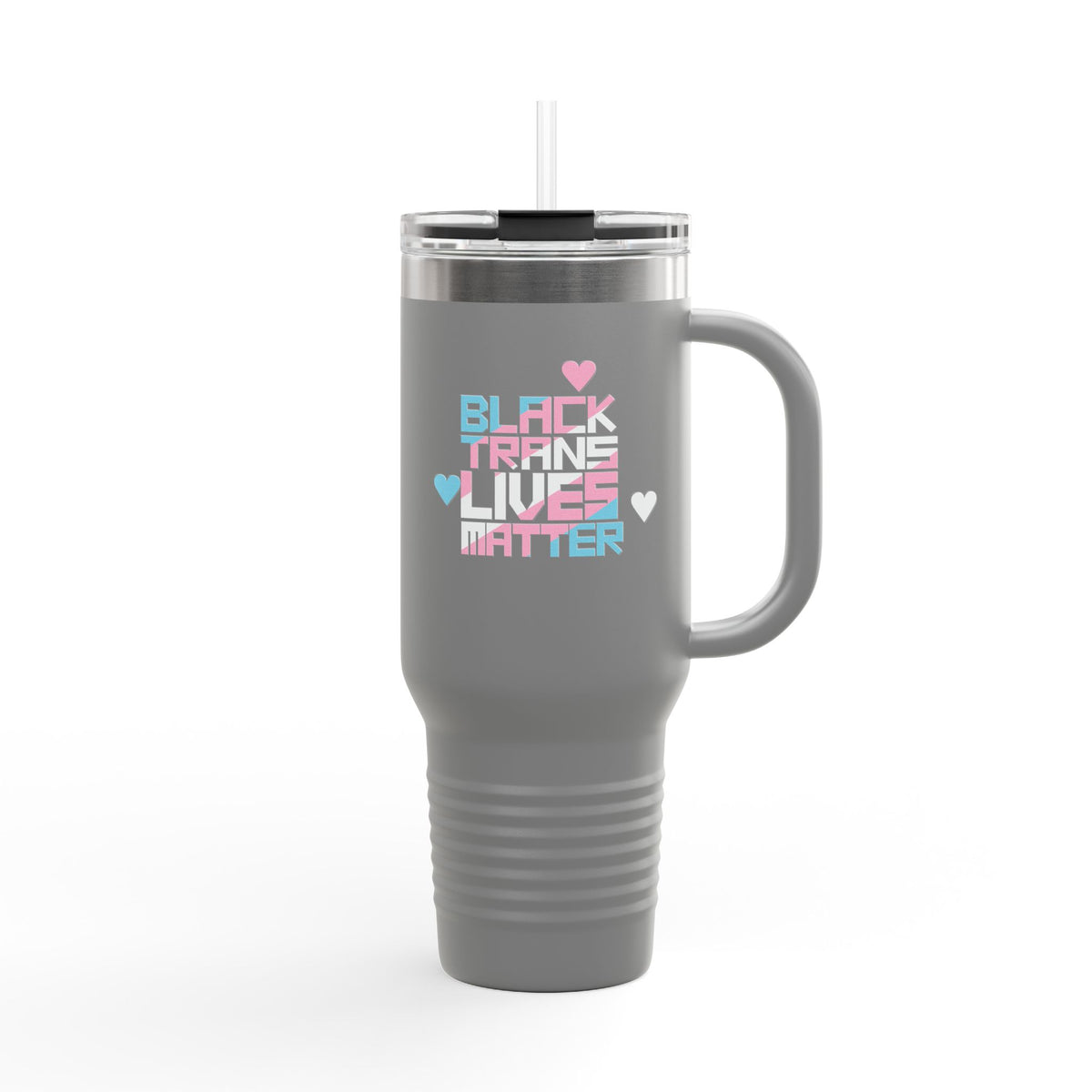 BLACK TRANS LIVES MATTER 40oz Tumbler, San Francisco Tenderloin Deco on Black or Gray