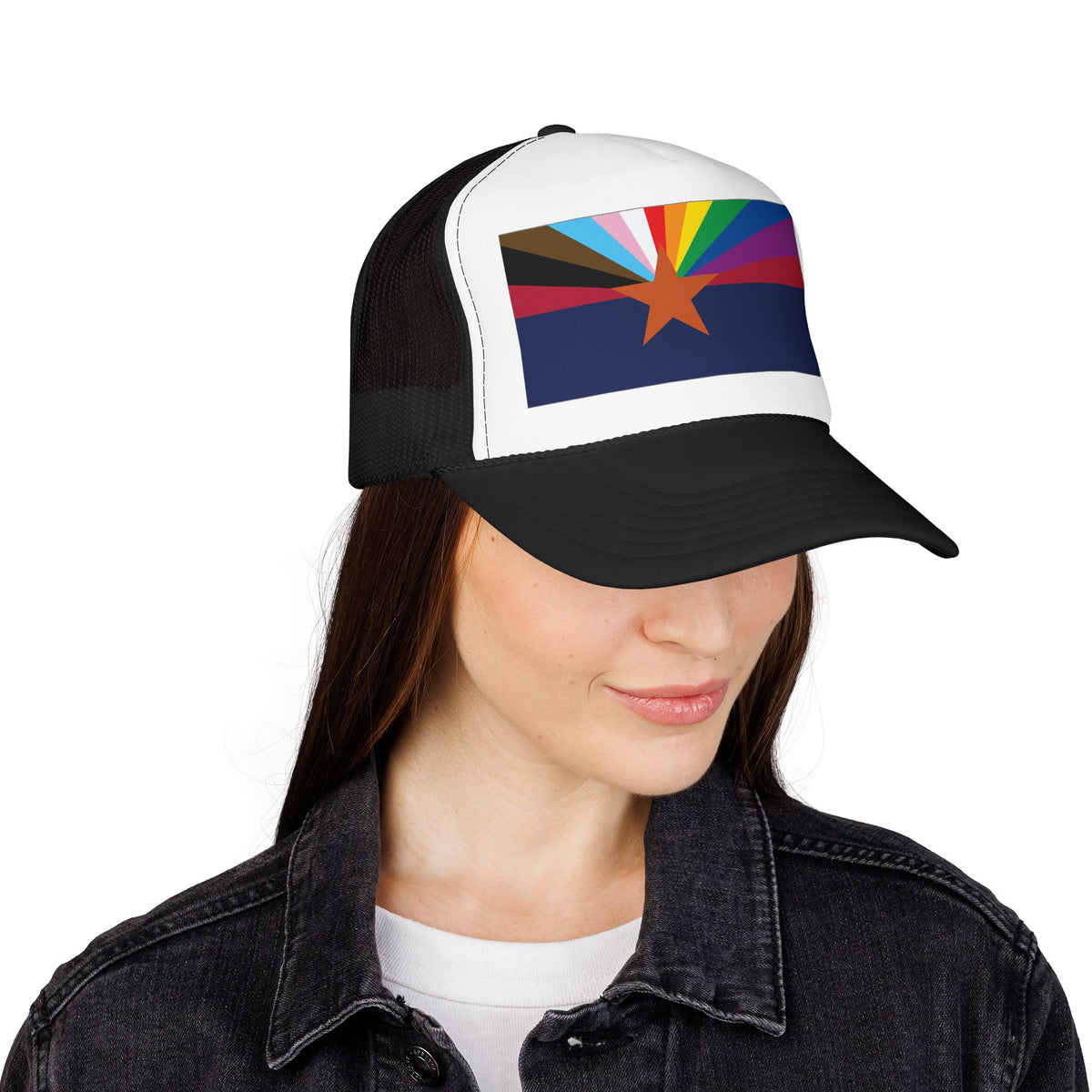 Arizona Rainbow Pride Flag "UNITED" Printed Foam Trucker Hat, Several Color Options