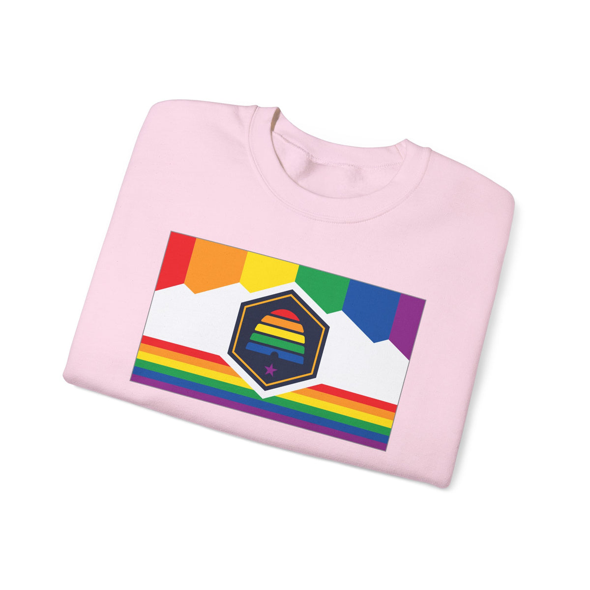 Utah Rainbow Pride Flag Unisex Crewneck Sweatshirt, White, Black or Light Pink
