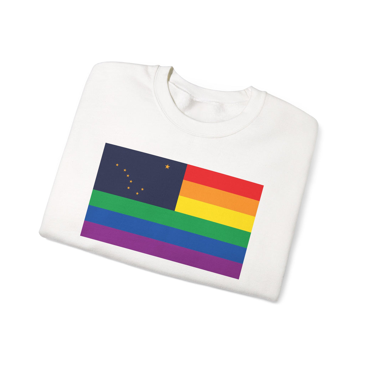Alaska Rainbow Pride Flag Unisex Crewneck Sweatshirt, White, Black or Light Pink