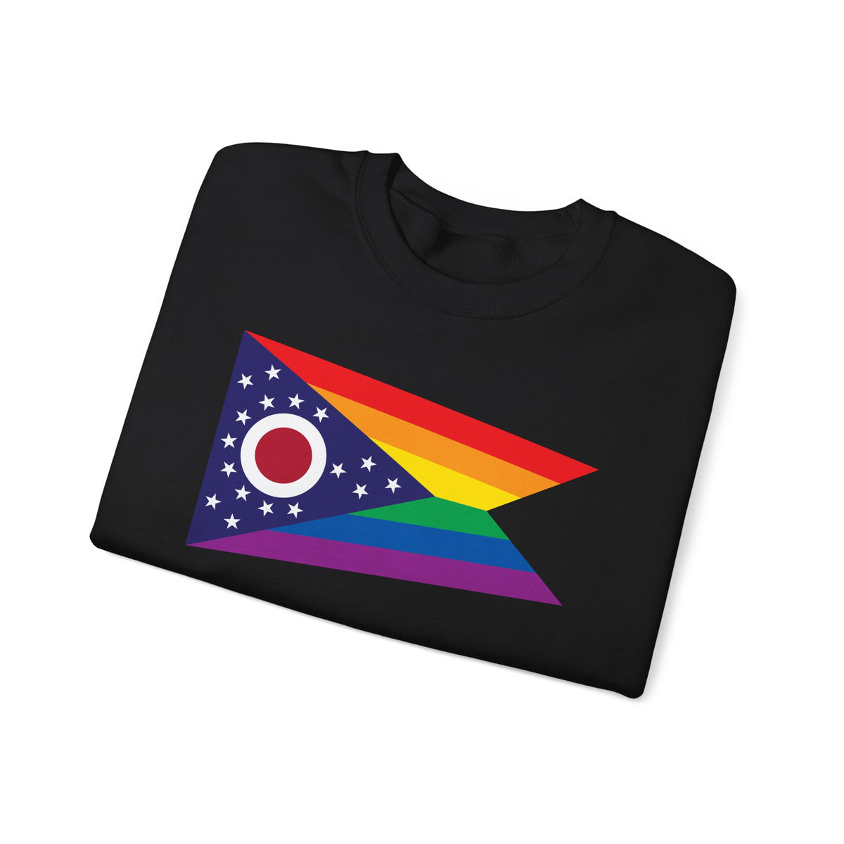Ohio Rainbow Pride Flag Unisex Crewneck Sweatshirt, White, Black or Light Pink