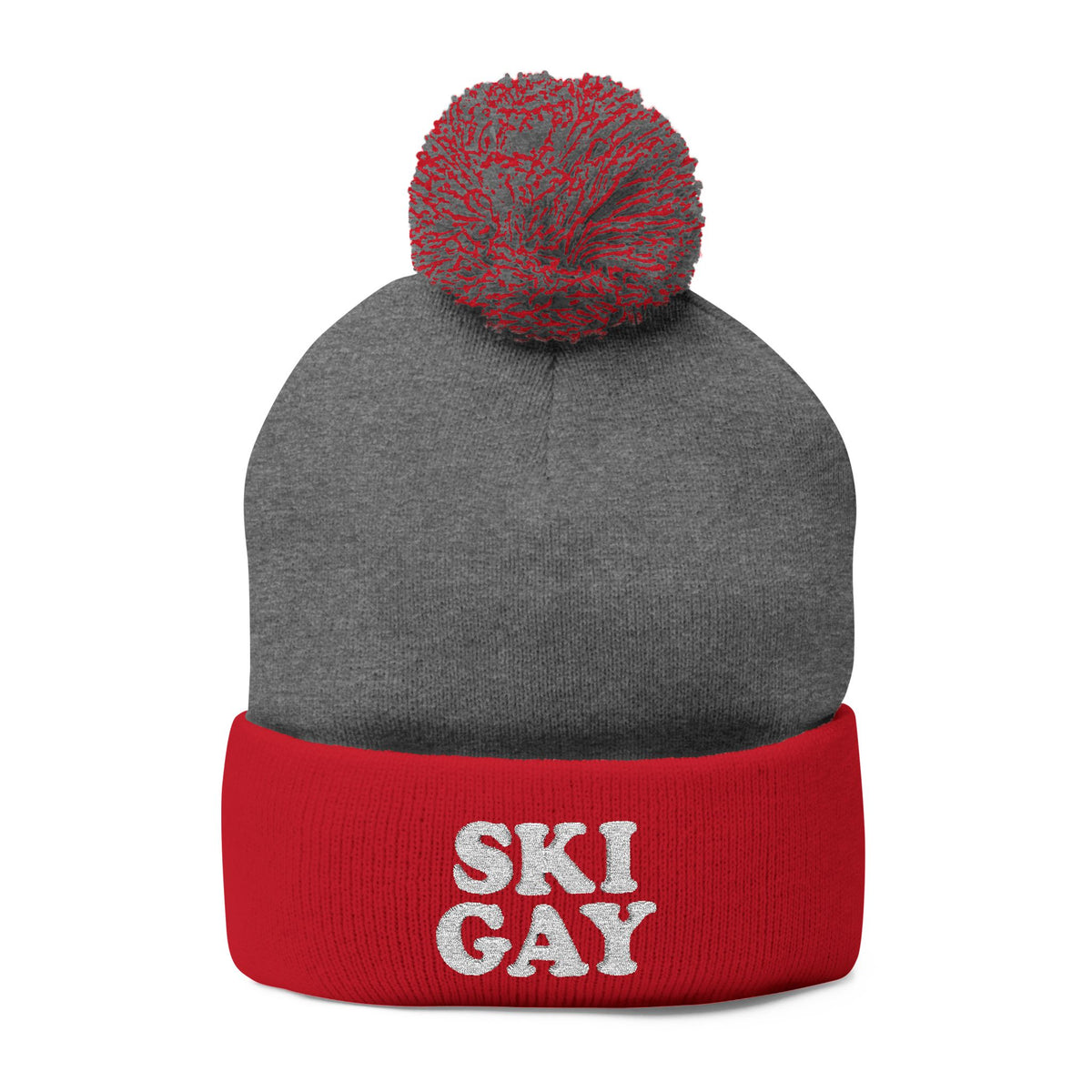 SKI GAY Pom Pom Beanie - white deco
