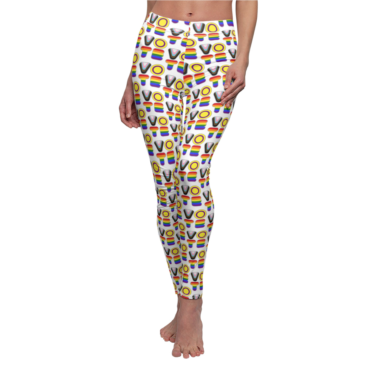 VOTE Leggings - new progress pride deco on white