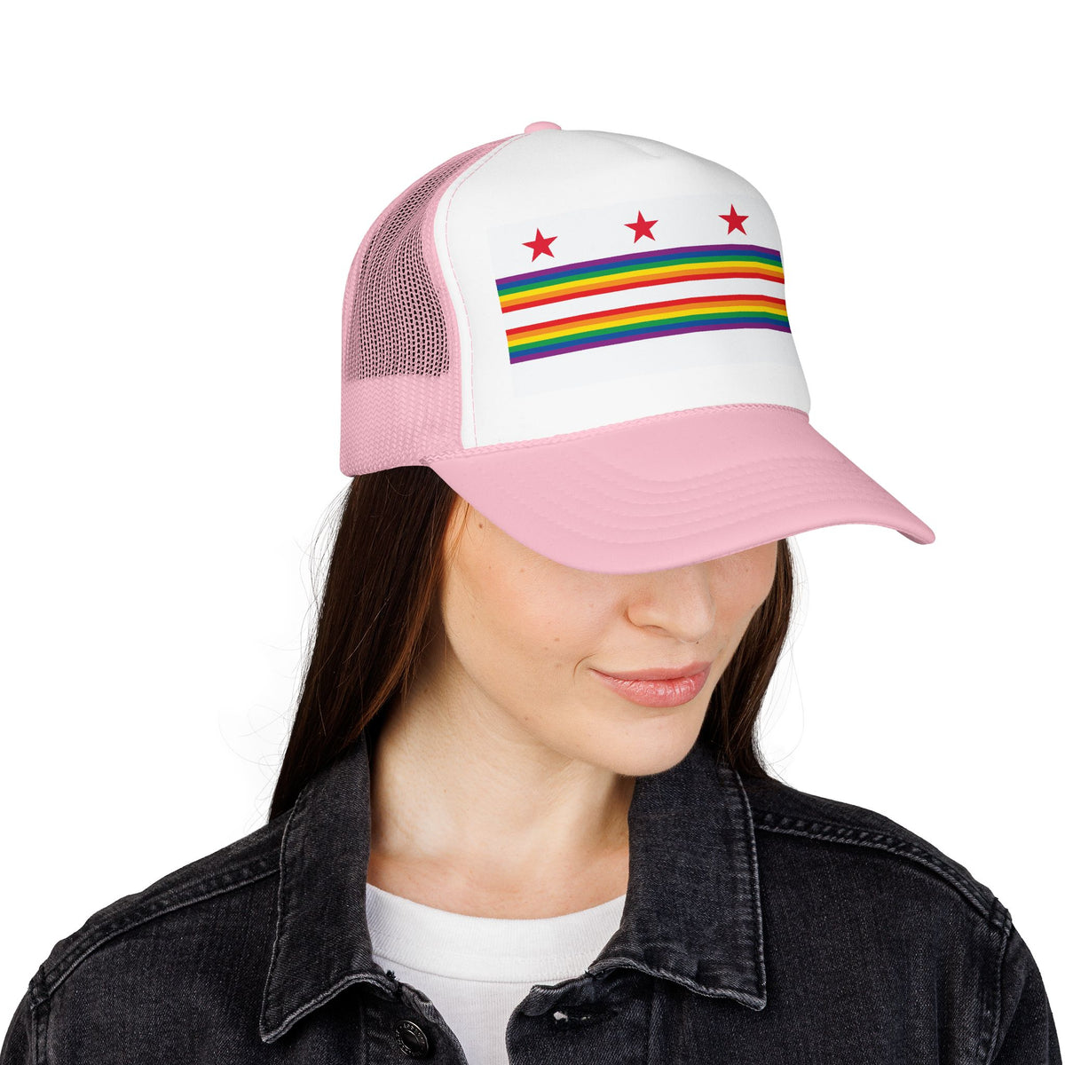 Washington, D.C. Rainbow Pride Flag "UNITED" Printed Foam Trucker Hat, Several Color Options