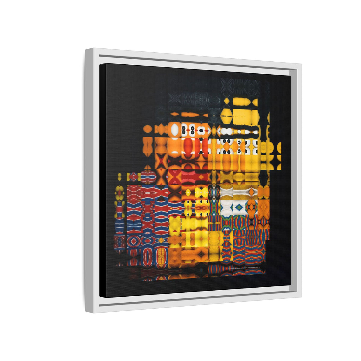 Iconic Domestic Partners in Plain Sight: Bert, Ernie, and Rubber Ducky Abstract Portrait Collage Art, Matte Canvas, Framed (Multi-color options)