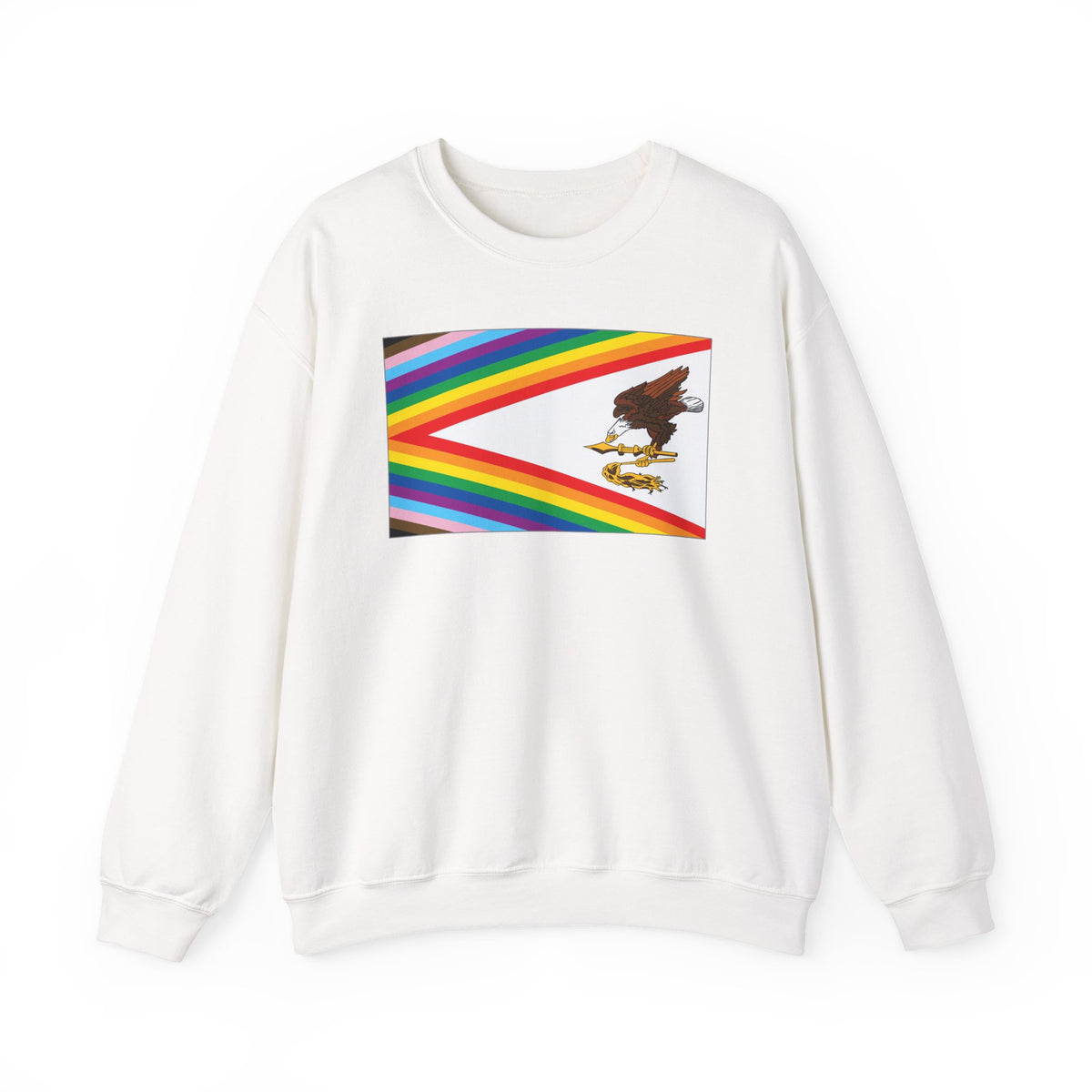 American Samoa Rainbow Pride Flag Unisex Crewneck Sweatshirt, White, Black or Light Pink