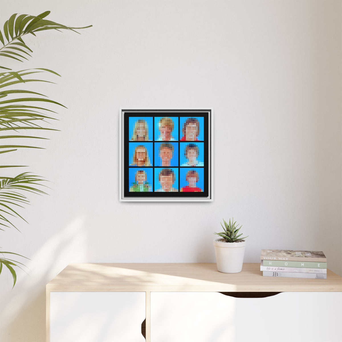 America's Iconic Mid-Century TV Family, Abstract Portrait Collage Art, Matte Canvas, Framed (Multi-color options)