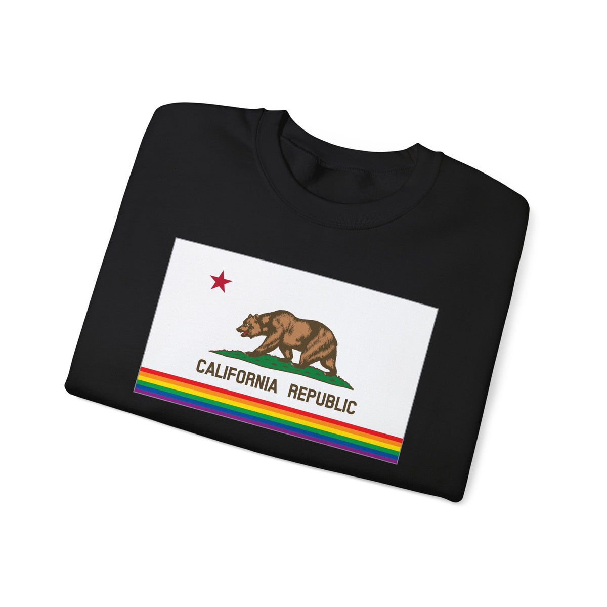 California Rainbow Pride Flag Unisex Crewneck Sweatshirt, White, Black or Light Pink
