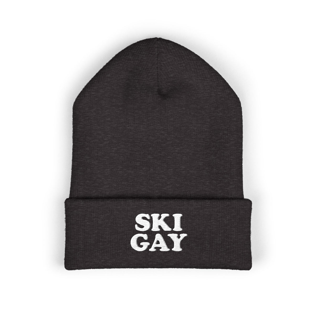SKI GAY Knit Beanie - white deco