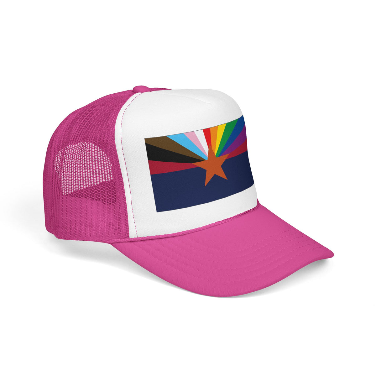 Arizona Rainbow Pride Flag "UNITED" Printed Foam Trucker Hat, Several Color Options