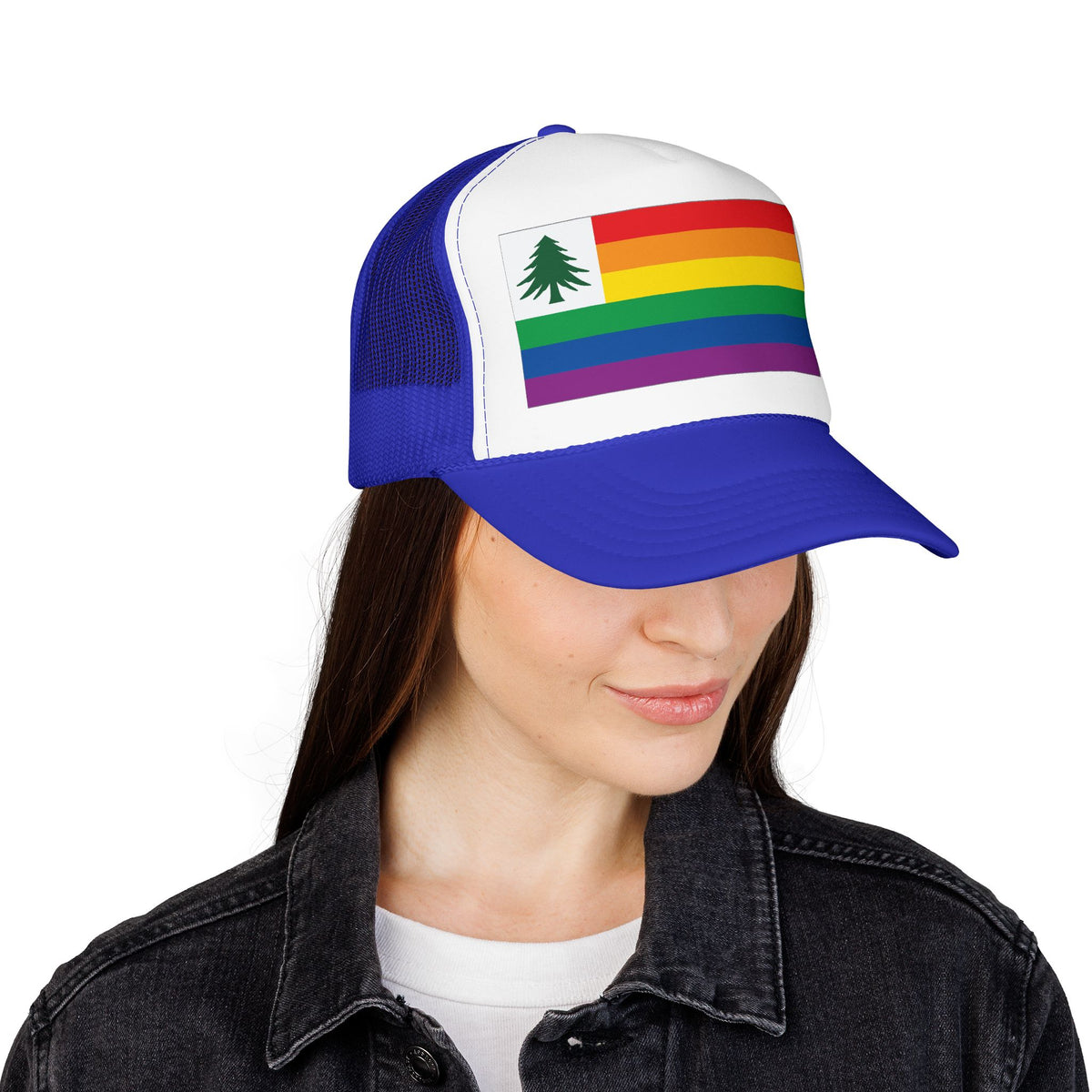 New England Rainbow Pride Flag "UNITED" Printed Foam Trucker Hat, Several Color Options