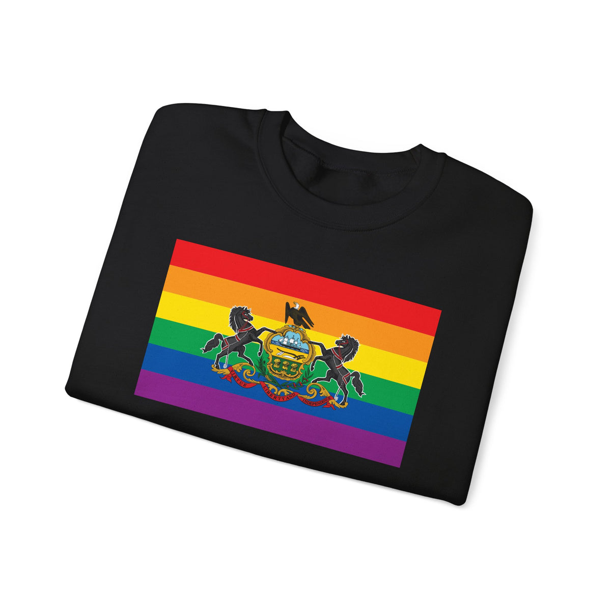 Pennsylvania Rainbow Pride Flag Unisex Crewneck Sweatshirt, White, Black or Light Pink