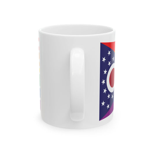 Ohio Rainbow Pride Flag "UNITED" Ceramic Mug