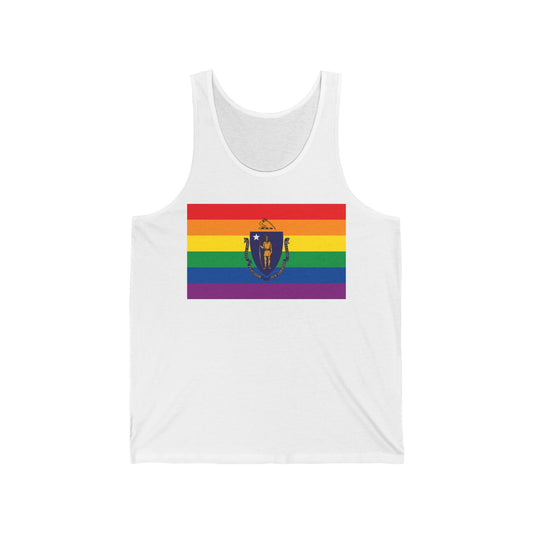 Massachusetts Rainbow Pride Flag Jersey Tank