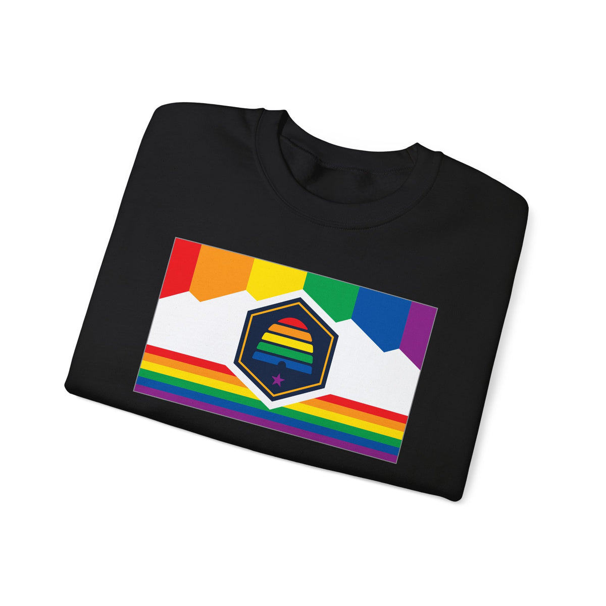 Utah Rainbow Pride Flag Unisex Crewneck Sweatshirt, White, Black or Light Pink