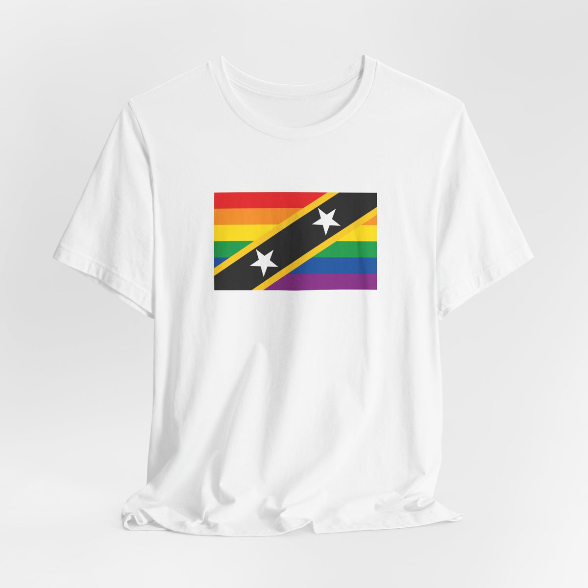Saint Kitts and Nevis Rainbow Pride Flag T-shirt, Several Color Options