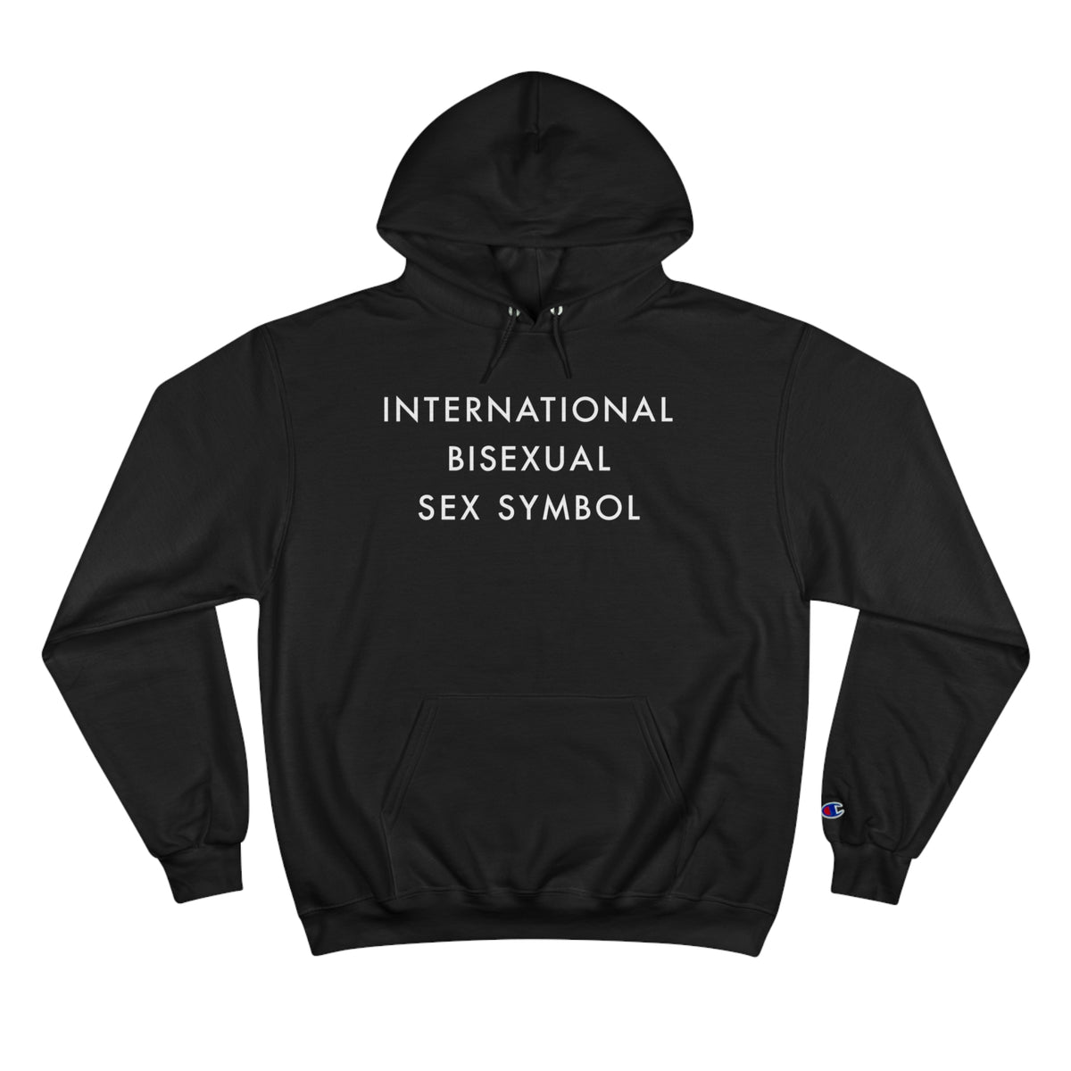 International Bisexual Sex Symbol Hoodie (Champion®) - Black and Charcoal Heather with White Deco