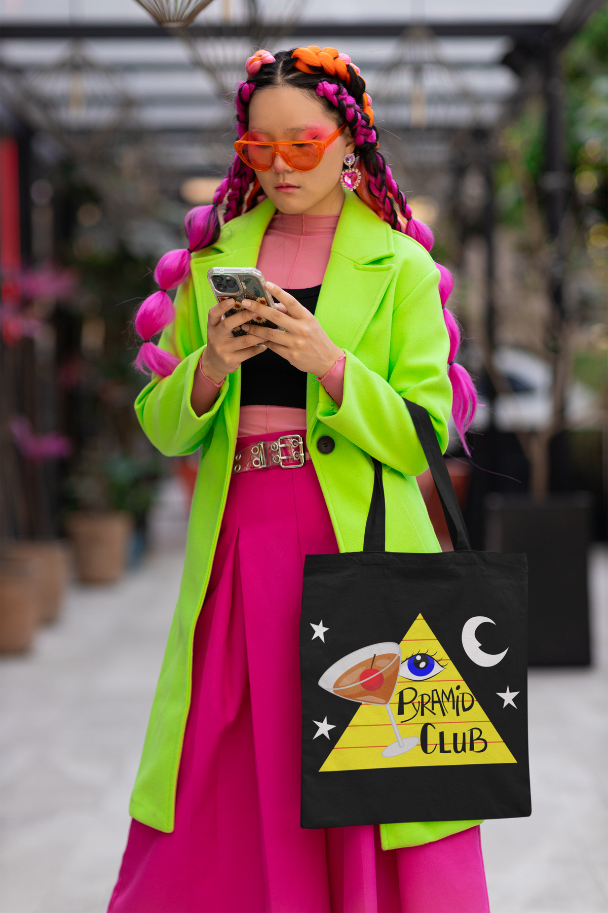 Pyramid Club Tote Bag - Full Color on Black