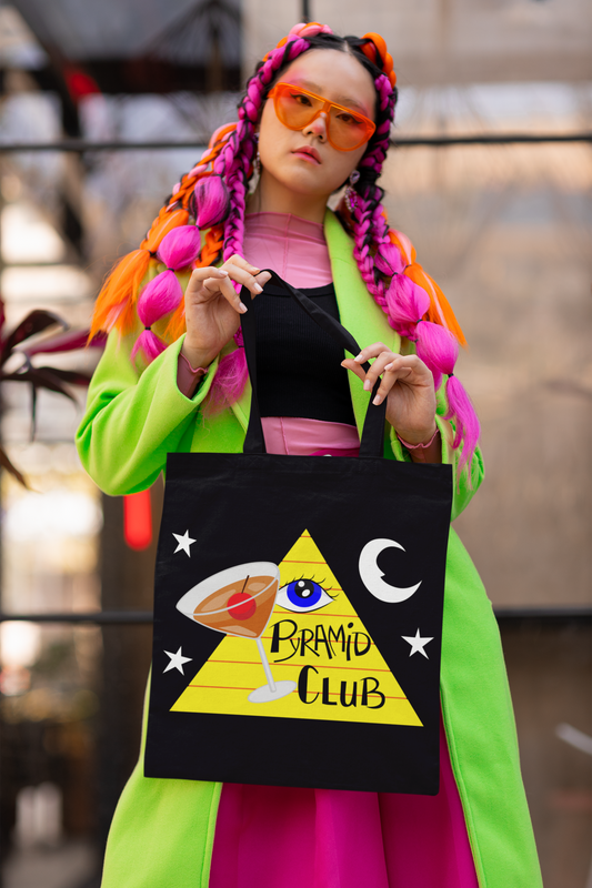 Pyramid Club Tote Bag - Full Color on Black