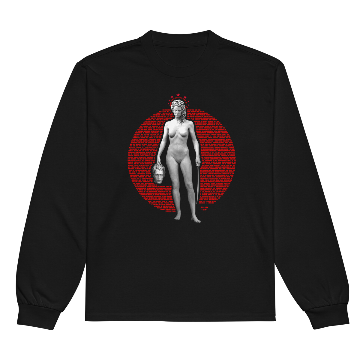 Feminist Manifesto 1914 Premium Heavyweight Long Sleeve Shirt  - Red with Medusa Deco on Black or White