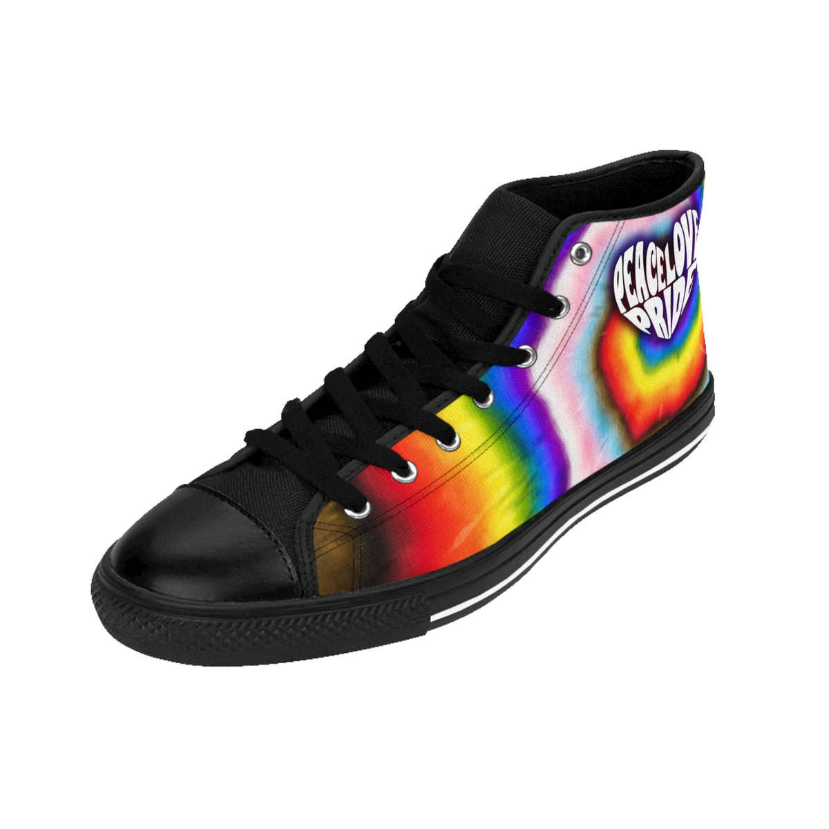 PEACE LOVE PRIDE Classic High-top Sneaker - progress pride tie-dye deco (manufacturer sizes: female)