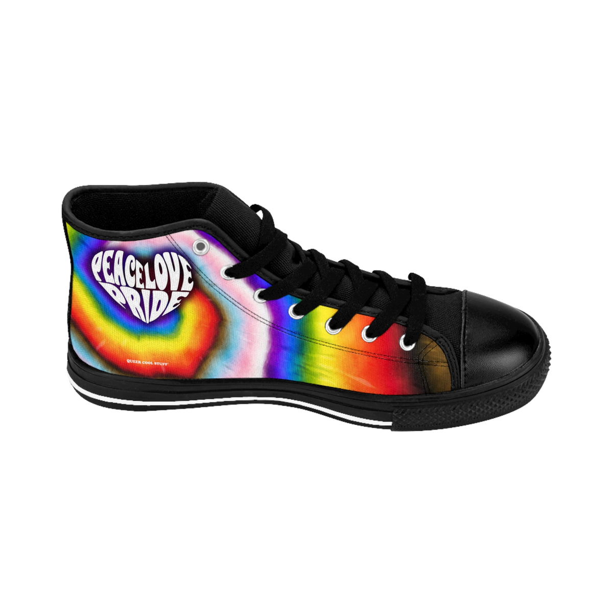 PEACE LOVE PRIDE Classic High-top Sneaker - progress pride tie-dye deco (manufacturer sizes: female)