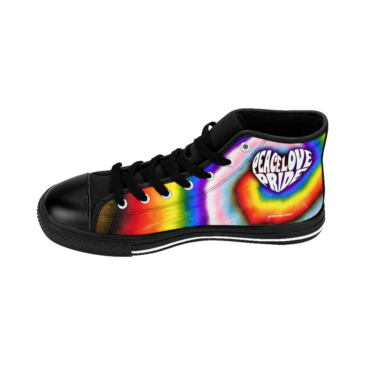 PEACE LOVE PRIDE Classic High-top Sneaker - progress pride tie-dye deco (manufacturer sizes: female)