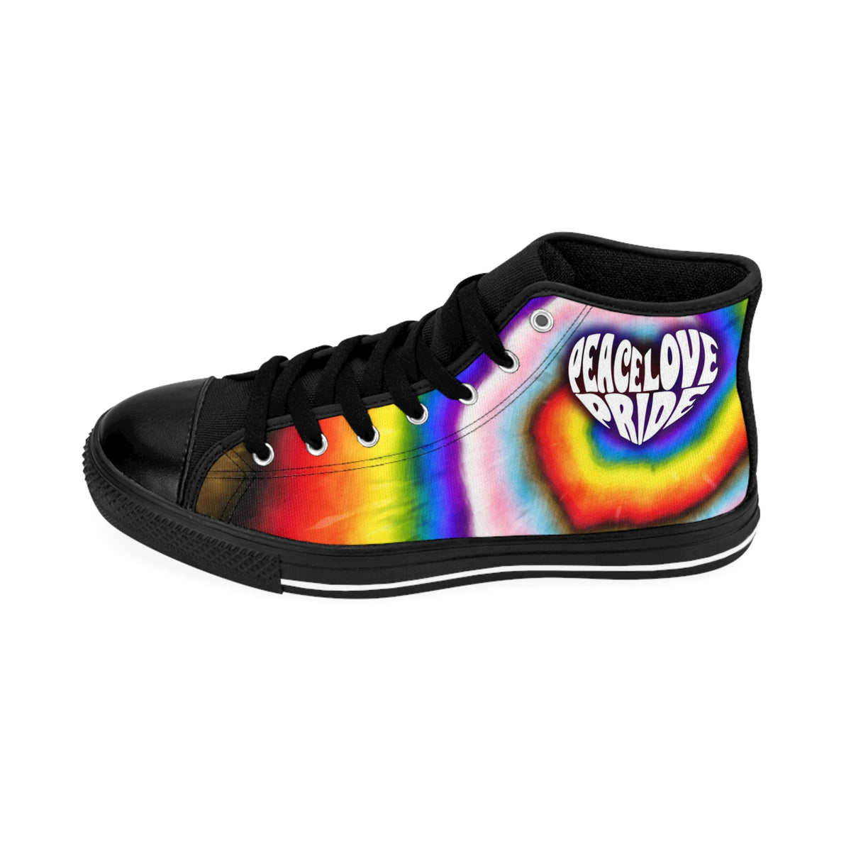 PEACE LOVE PRIDE Classic High-top Sneaker - progress pride tie-dye deco (manufacturer sizes: female)