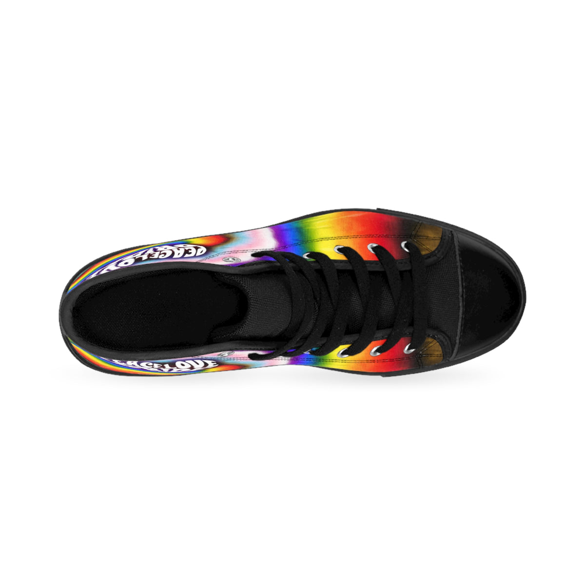 PEACE LOVE PRIDE Classic High-top Sneaker - progress pride tie-dye deco (manufacturer sizes: female)