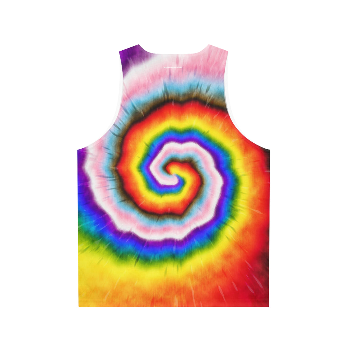 LOVE PEACE PRIDE Tank Top - progress pride tie-dye deco