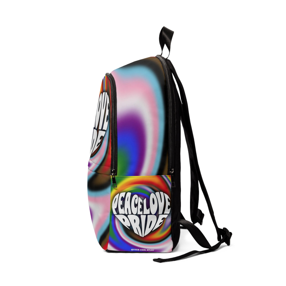 PEACE LOVE PRIDE Backpack - progress rainbow warp deco