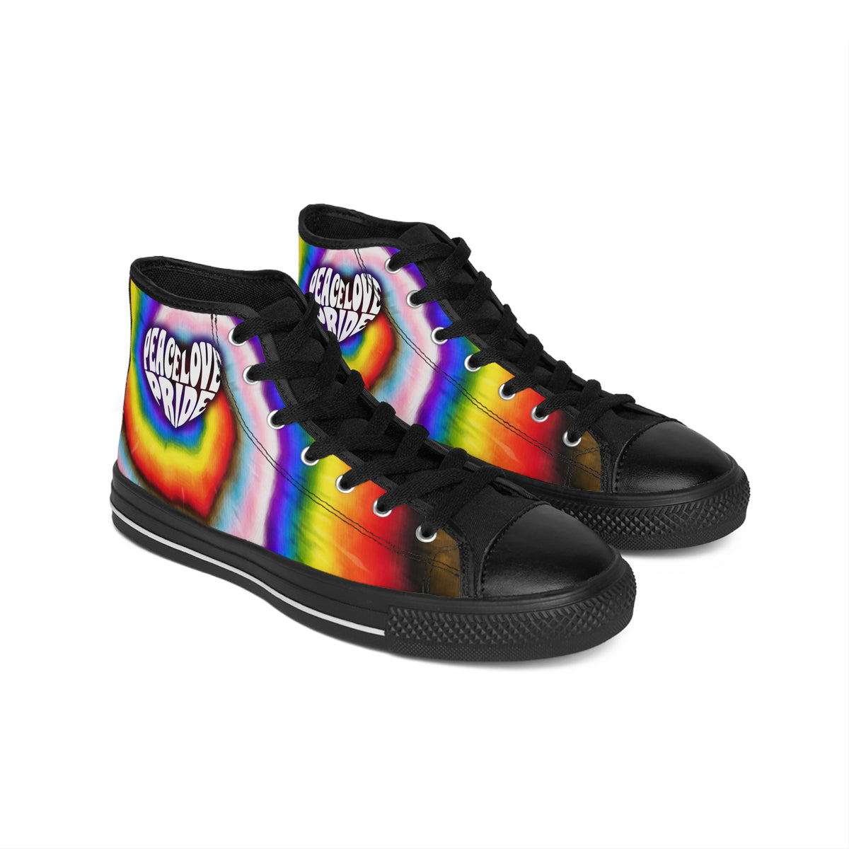 PEACE LOVE PRIDE Classic High-top Sneaker - progress pride tie-dye deco (manufacturer sizes: female)