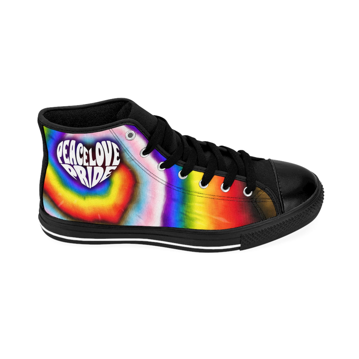 PEACE LOVE PRIDE Classic High-top Sneaker - progress pride tie-dye deco (manufacturer sizes: female)